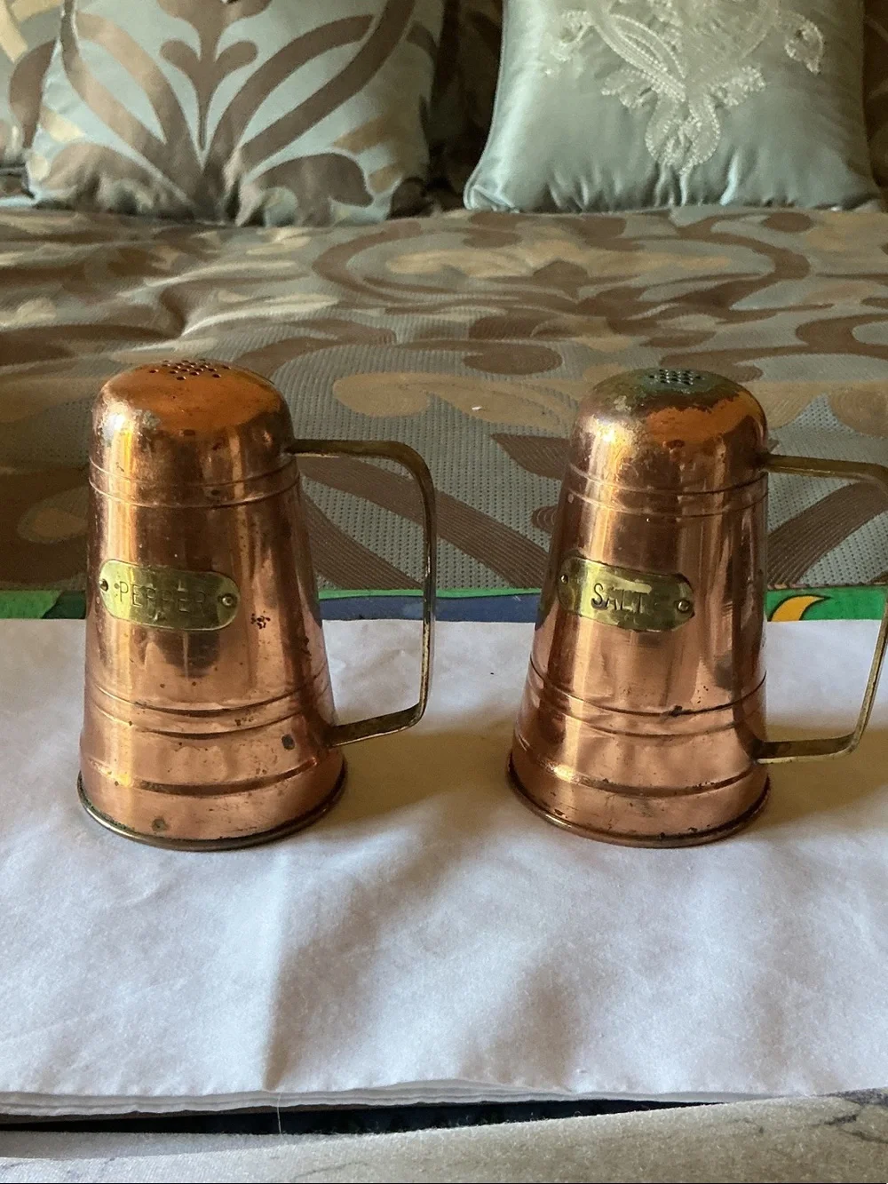 Copper Salt and Pepper Shakers - Vintage Metal Set